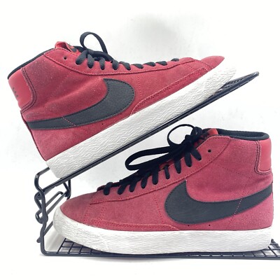 NIKE BLAZER MID ROT SNEAKER GRÖßE UK 4,5 WILDLEDER SCHWARZ HIGH TOP GYM 539929-602