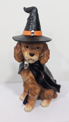 Labradoodle Halloween Statue Decor Humane Society Witch Hat New Decoration