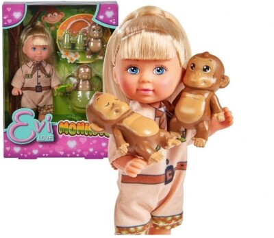 ~ Simba Evi Love ~ Puppe mit Affen Monkeys 12cm mit Zubehör NEU