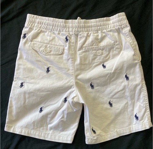 Polo | Ralph Lauren - Pantaloncini da bambino bianchi all over blu navy con ricamo pony taglia 10 - Foto 4 di 9