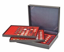 LINDNER 2365-2148E Nera XL M&uuml;nzkassetten Hellrot 144 quadratische F&auml;cher 30 mm