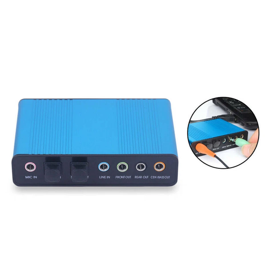 Audio Output Adapter External Sound Card SPDIF USB Optical Blue for PC CS - Image 4 of 4