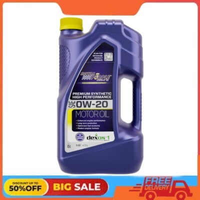 Royal Purple High Performance Motor Oil 0W-20 Premium Synthetic Motor Oil, 5 Qt