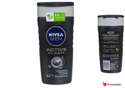 NIVEA MEN Active Clean Duschgel (250 ml), pH-hautneutrale Pflegedusche mit