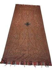 Mid 19th Century Kashmiri Style Paisley Shawl Throw Jacquard Woven Wool.