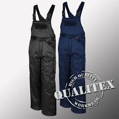Qualitex Herren Winter Latzhose gefüttert Arbeitshose Blaumann Thermohose