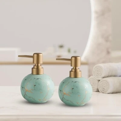 Lot De 2 Distributeurs Savon Liquide En Céramique Premium 300 ml Bleu - Photo 1/4