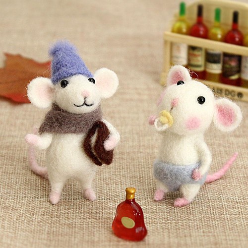 Kit Feutrage Laine – Souris En Feutre à Aiguiller, Matériel Débutant, Laine Naturelle, Tutoriel Photo, Activité Parent-enfant