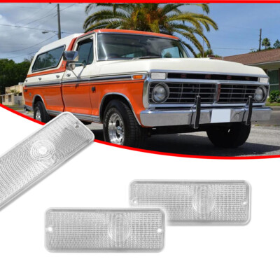 Pair Of Amber Front Turn Signal Light Lenses For 1970-1972 Ford F100 F250 F350 Trucks 6 thumbnail image