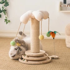 Mewoofun Cat Scratching Post with Feather & Balls Cat Sisal Rope Scratching Post
