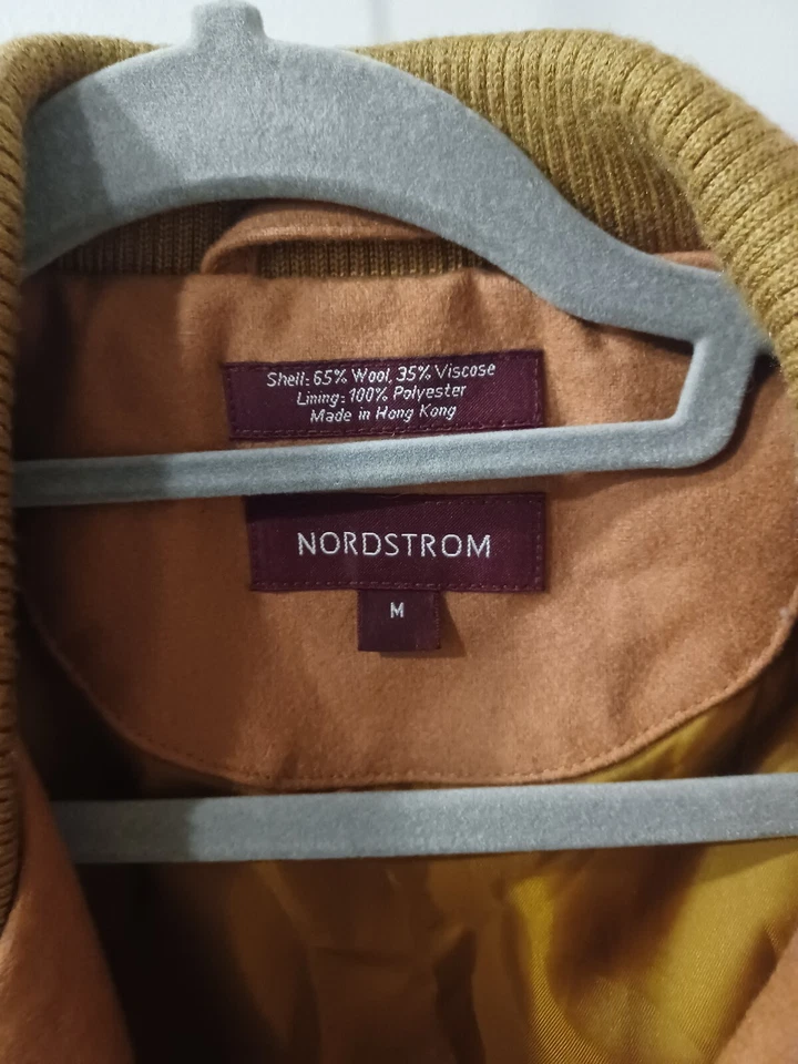 Nordstrom Mens Jacket Camel Size M Wool Blend Zip Up Lined Quiet Luxury Preppy - Image 4 of 4