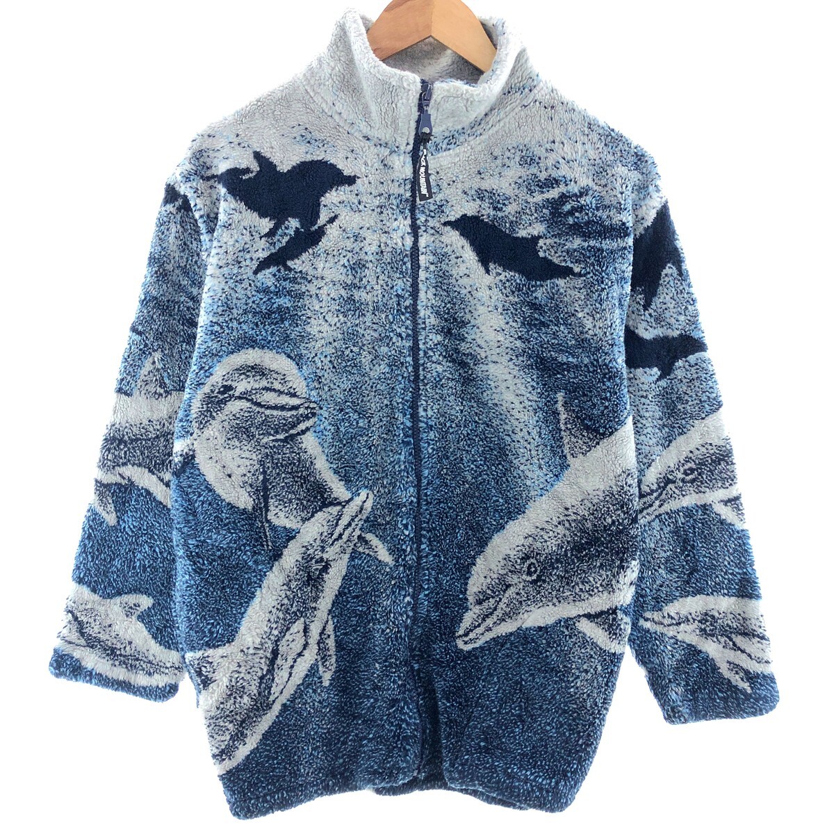 90'S BLACK MOUNTAIN Animal Pattern Fleece Jacket Made in USA 90'S BLACK MOUNTAIN Animal Pattern Fleece Jacket Made in USA