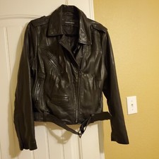 Carly Genuine Leather Moto Jacket In Black L