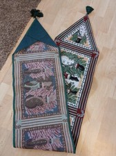 13" X 70" TABLE RUNNER Holiday SNOWMEN COTTON BLEND with Tassels VGC