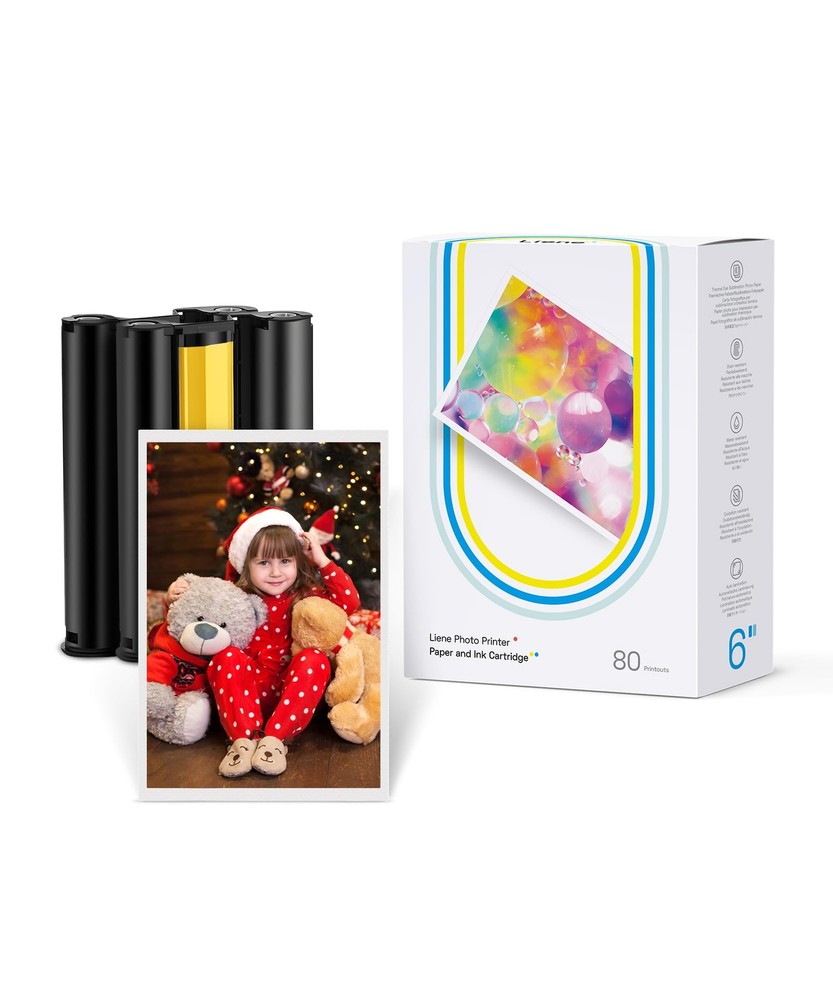 Liene Photo Printer Paper Pack with 2 Ink Cartridges and 80 Sheets