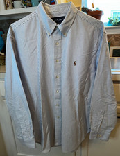 Ralph Lauren Mens Classic Oxford Cloth Stripe Button Down Sz 17.5 34/35 XL