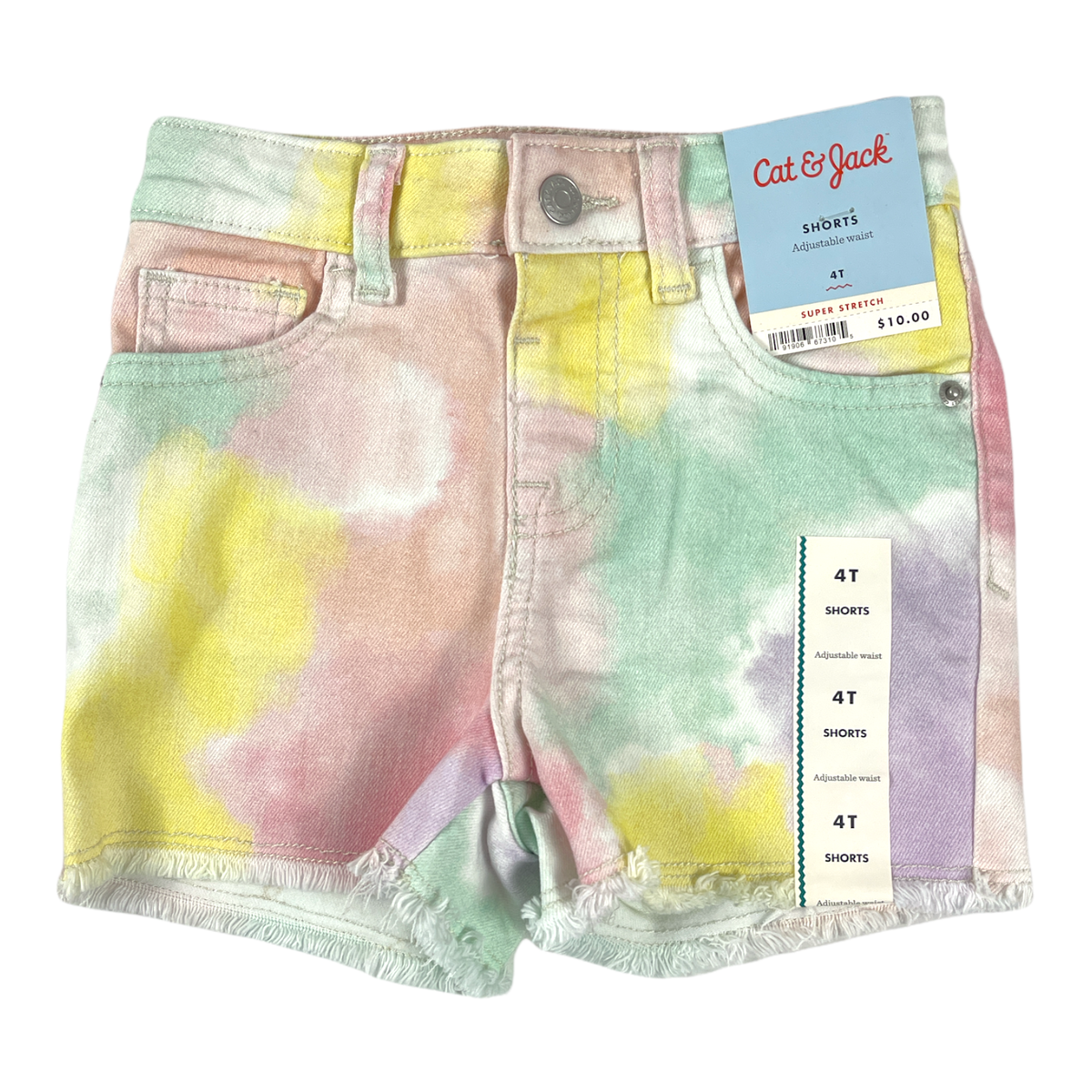 Cat Jack Baby Girls Super Stretch Tie Dye Cutoff Jean Shorts 4T