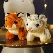 Cute Little Tiger Keychain, Plush White Tiger Toy, Animal Charm, Bag Accessory,