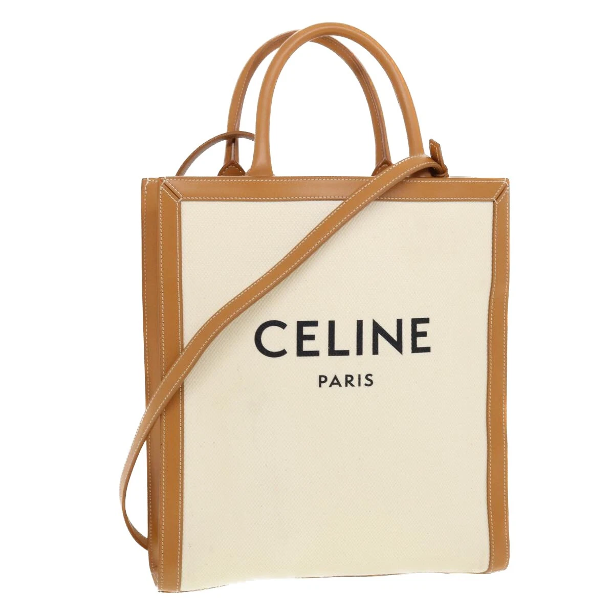 CELINE Small Vertical Cabas Tote Bag Canvas 2way White 192082BNZ.02NT  41168A