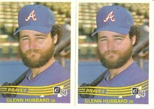 2 CARD 1984 DONRUSS GLENN HUBBARD BASEBALL CARD LOT #432