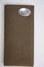 ZEP-PRO NCAA LSU Tigers Crazy Horse Leather LONG Roper WALLET Tin Gift Box
