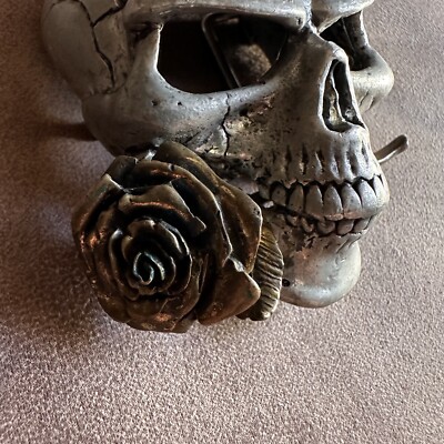 VINTAGE 1991 THE ALCHEMY CARTA SKULL w/ BRASS ROSE GOTHIC BELT
