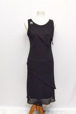 Vintage Sheena womens dress black midi S 90s