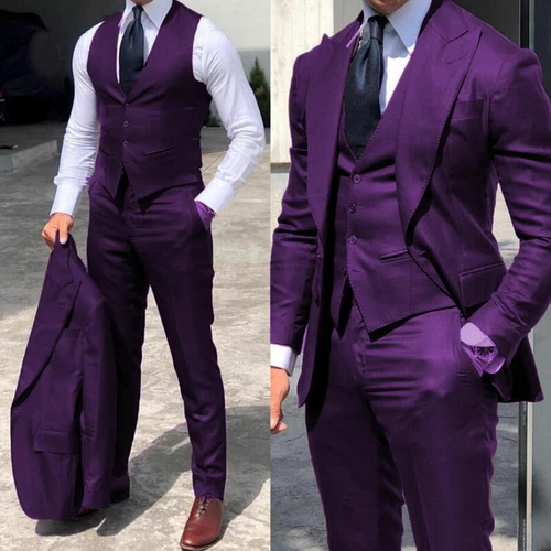 Men's Formal Peak Lapel Business Suits Office Party Groom Wedding Tuxedos Slim - Bild 7 von 21