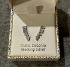 Nanette Lepore Cubic Zirconia Sterling Silver Baguette Bar Dangle Earrings NIB