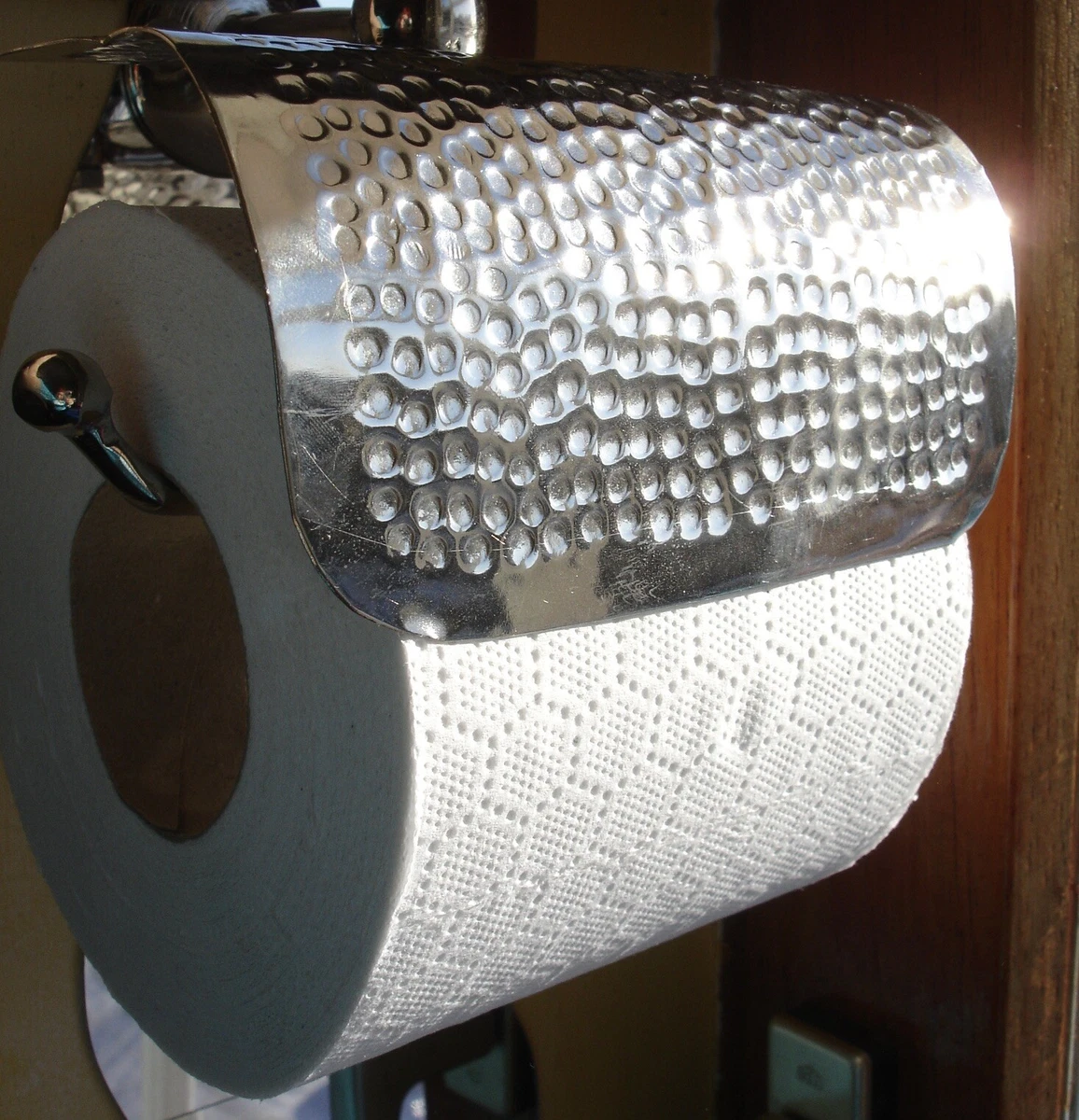 Moroccan silver colour hand HAMMERED wall mounted toilet roll holder