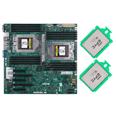 H11DSI-NT Supermicro motherboard + 2x AMD EPYC 7532 32 cores CPU, Up to 3.3GHz