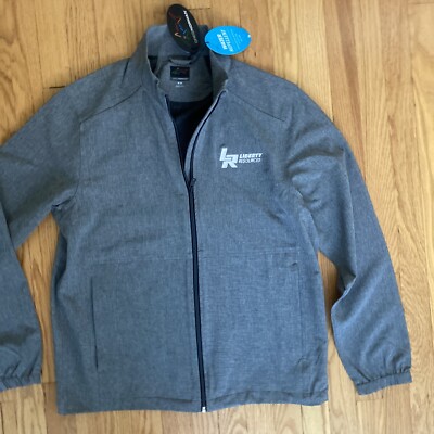 Greg Norman Mens M Windbreaker Stretch Jacket NWT Travel Zip Pockets Gray Golf