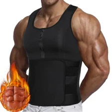 Men's Weight Loss Sauna Sweat Vest Neoprene Waist Trainer Tank Tops Body Shaper