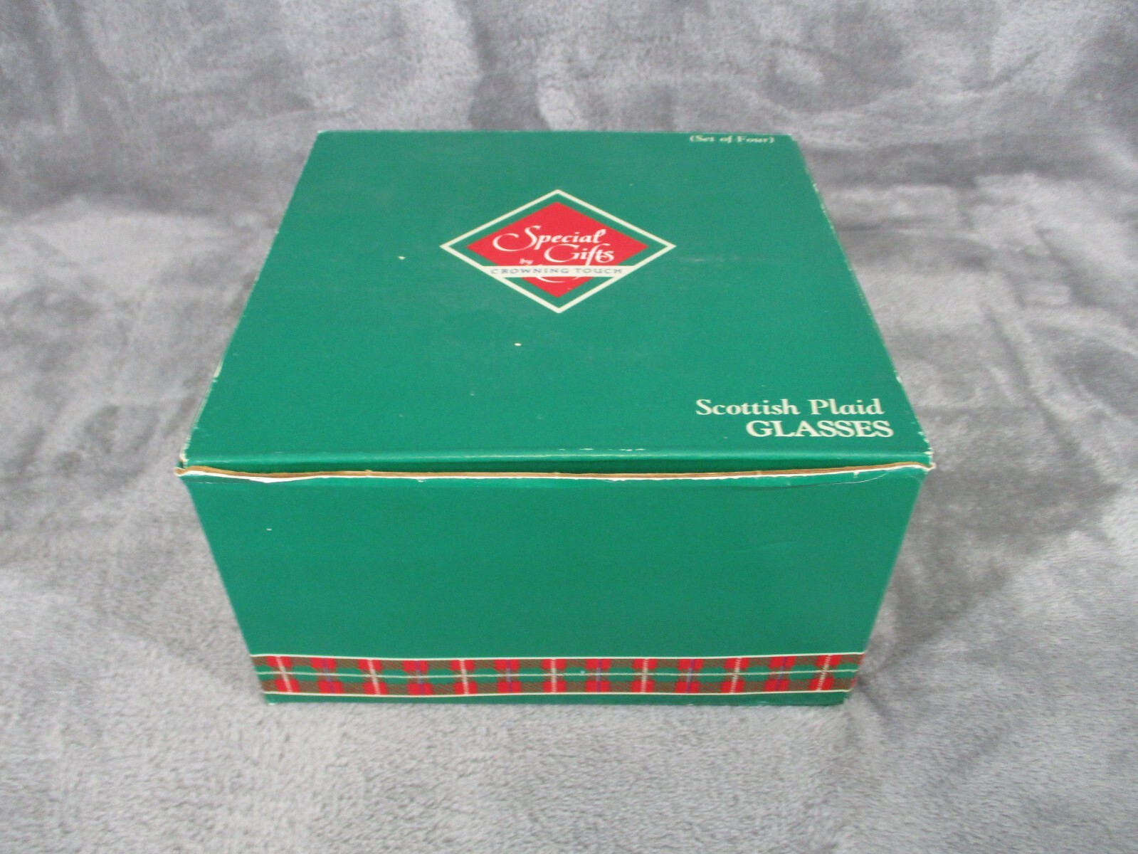 Whiskey Glasses Set Scottish Plaid Special Gifts By Crowning Touch  4 Piece New