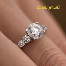 Engagement Wedding Ring 1.66CT Lab-Created Round Cut Diamond 14K White Gold Over
