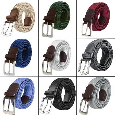 Enzo Mens Stretch Belts Womens Ladies Elasticated Woven Braided