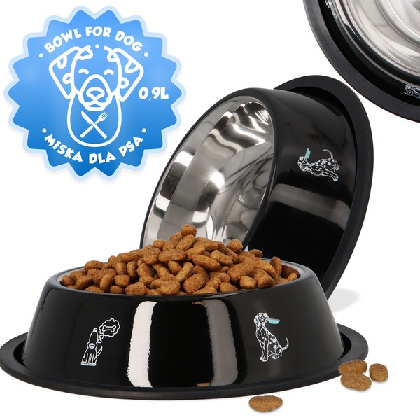 Edelstahl Napf Gummiring 0,9 Fressnapf Futternapf Hundenapf Hunde Katzenapf-image