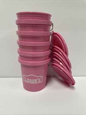 #ad #ad Lowe’s Mini Bucket Pink w Lid RARE Lot of 5 SET SHIPS FAST $23.99