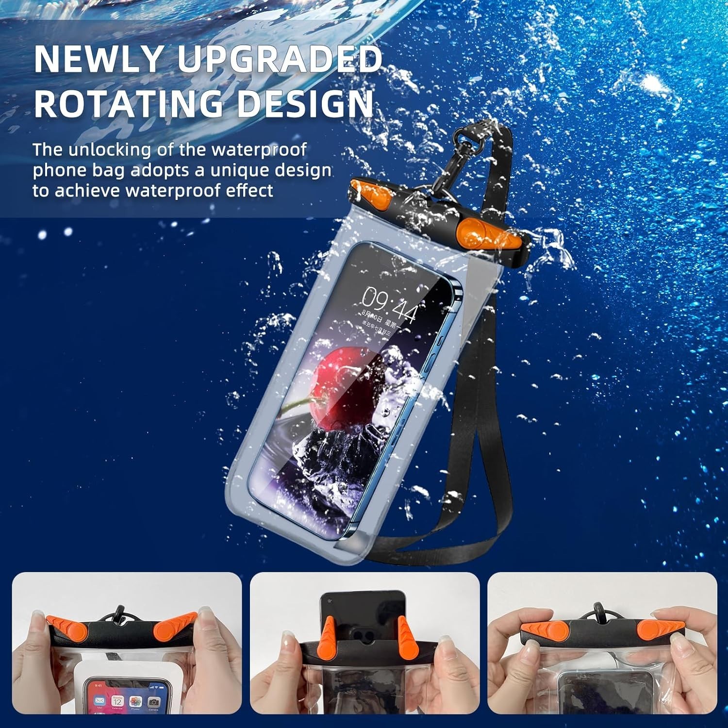 2-Pack Waterproof Phone Pouch with Lanyard, IPX8 Dry Bag for Smartphones