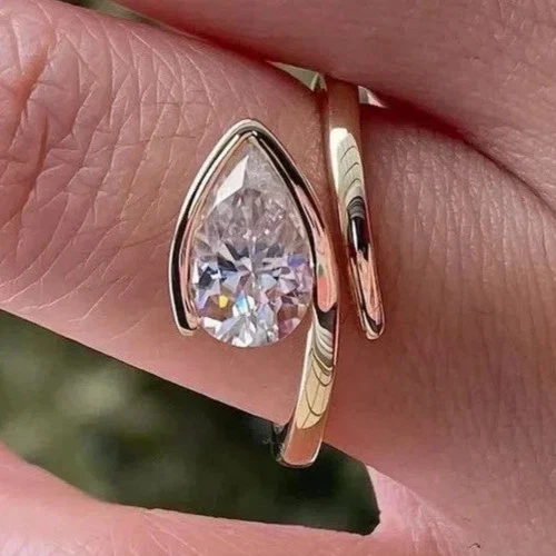 14K Yellow Gold Lab Grown Diamond Wedding Ring 2.50 CT Pear Cut - Image 2 of 4