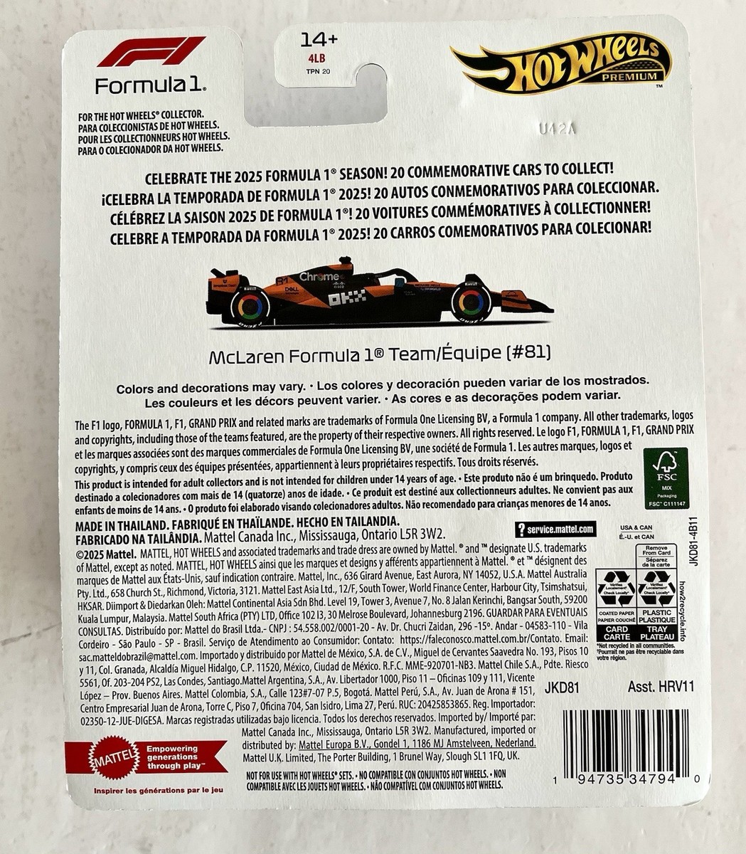 2026 Hot Wheels Premium McLaren F1 Team #81 – 2025 F1 Series