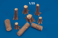 1/35 Scale Tree Stumps & Logs Diorama Accessories – 10 Piece Resin Terrain Set