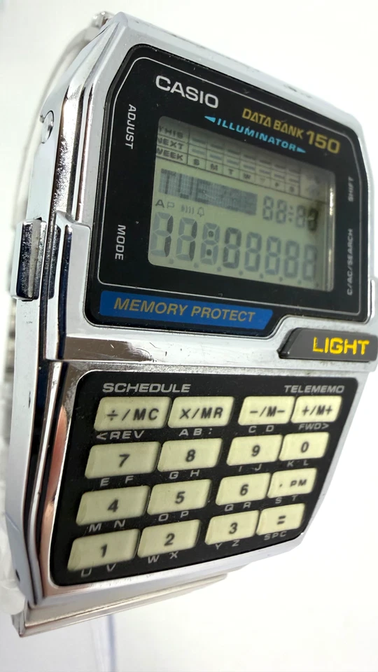 Casio DBC-1500 Banco de Datos Calculadora Digital Reloj Vintage Acero Inoxidable - Imagen 3 de 4