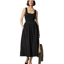 J Crew Black Sleeveless Scoop Neck Drop Waist Mixy Dress Womens Size XS