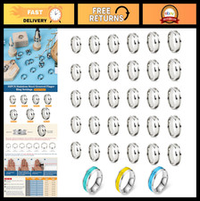 33PCS Stainless Steel Blank Finger Rings Set US Sizes 6-12, 8mm Wide Grooved Inl