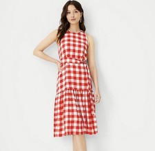Taylor Black & White Plaid Fit & Flare Sleeveless Dress — listing 2
