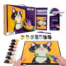 OKTO Clay by Numbers Art Kit for Kids 5 Cat Canvas Sensory Craft Set