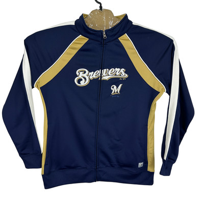 Majestic MLB Milwaukee Brewers Trainingsjacke Herren XL Full Zip Vintage...