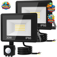 LED Strahler 30W Mit Bewegungsmelder 3000LM Kaltweiß IP65 Wasserdicht 2 StüCk
