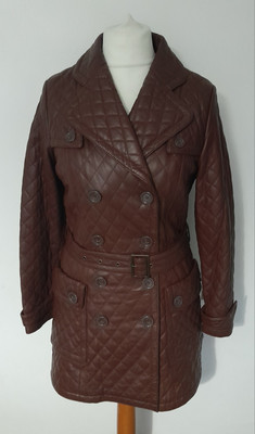 M&S - AUTOGRAPH WEEKEND - weicher ECHTLEDER mittellanger Mantel Jacke hellbraun Größe 10